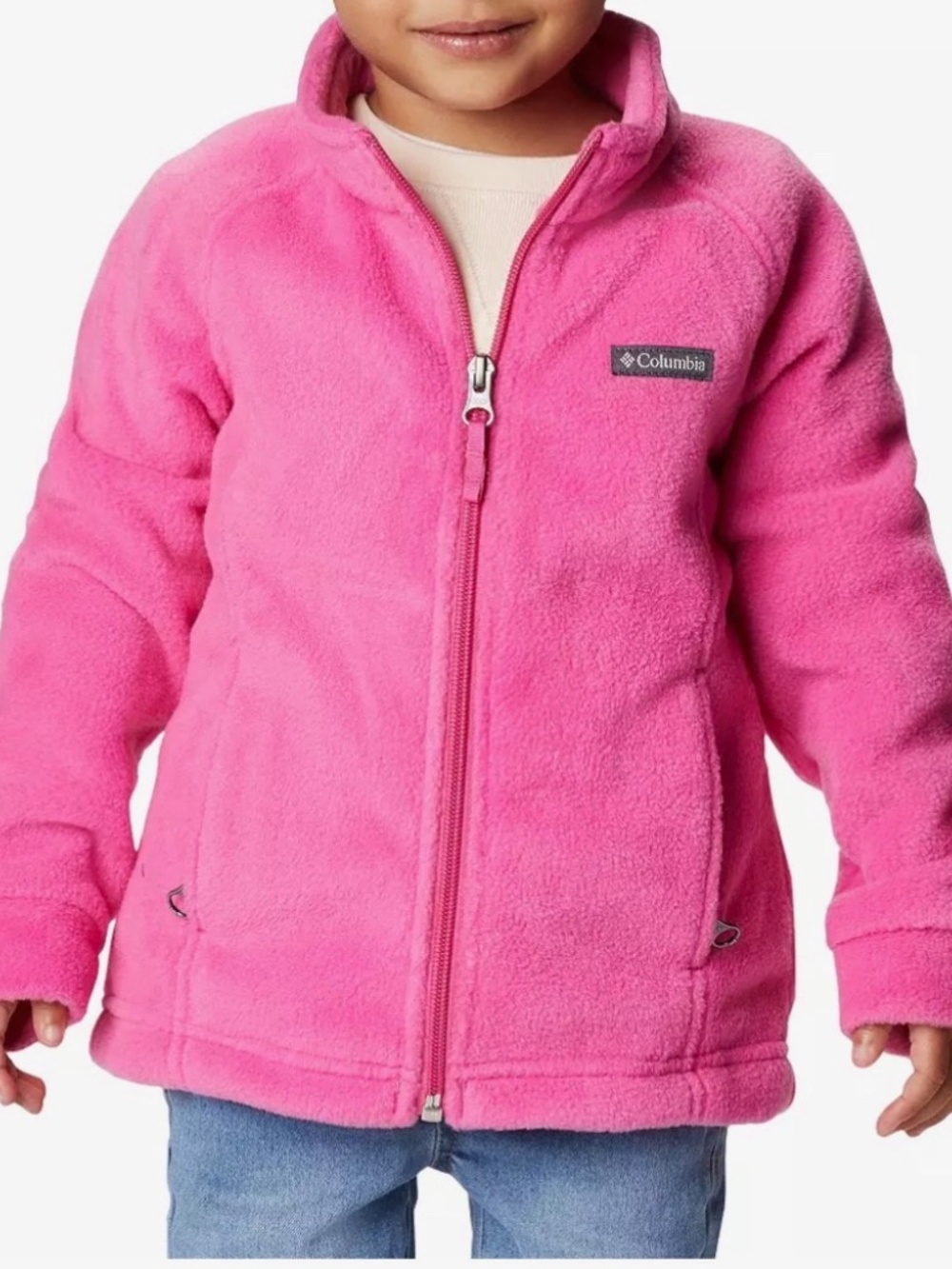 Columbia Girls Pink Full Zip Fleece Jacket 4T Lightweight Outdoor Coat